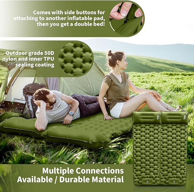 HiiPeak Sleeping Pad for Camping- Ultralight Inflatable Sleeping Mat with Built-in Foot Pump &amp Pillow Upgraded Compact Camping Air Mattress for Tent Backpacking Hiking