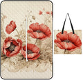 Zipper Poppies and Lace Style Picnic Mat Suitable for Travel Camping Park Or Home Use