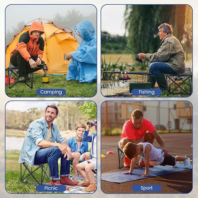 Padded Camping Stool 18 Inch Oversized Camping Foot Rest 500lb Camping Chairs Outdoor Footstool Portable Camping Ottoman for Camping Gardening Fishing w/Storage Net Carry Bag (2 Darkgreen)