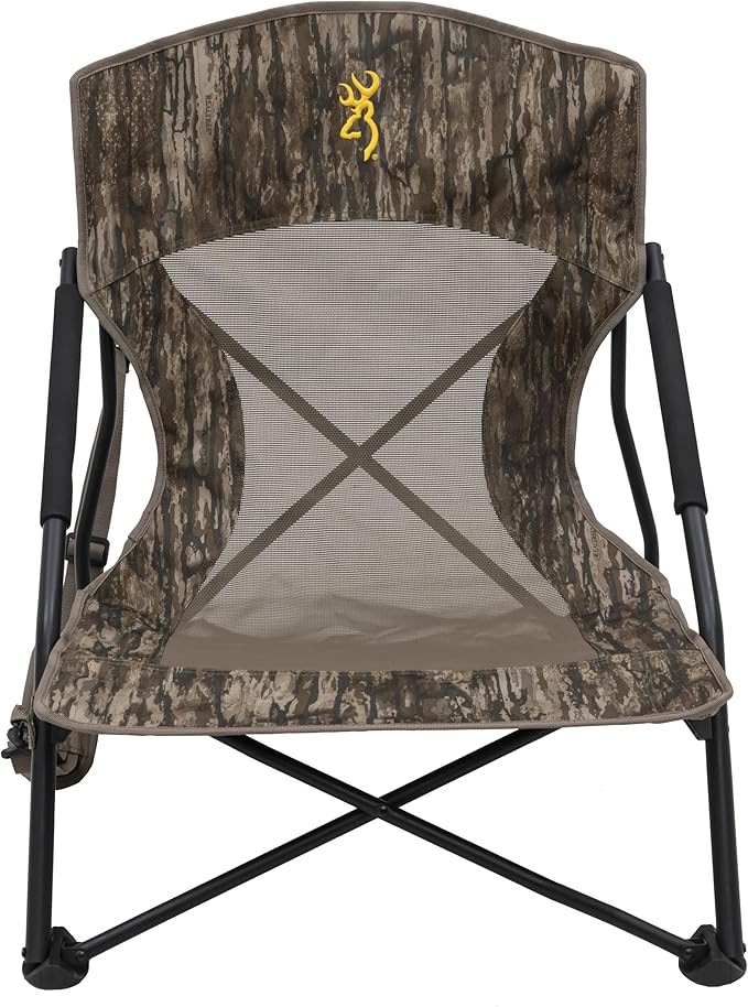 Browning Strutter Hunting Chair – Low-Profile Folding Turkey &amp Predator Chair in Realtree Legacy with Rotating Feet Steel Frame Carry Strap &amp Compact Design for Hunting and Camping