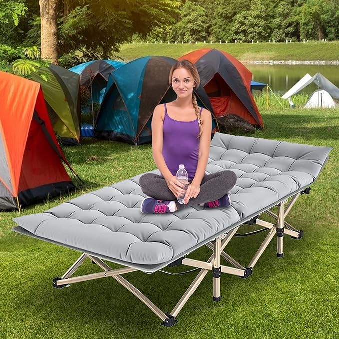 Barbella 2 Pack Folding Cot Camping Cots for Adults Portable Sleeping Cot with Mattress Foldable Outdoor Bed Camp Cots Guest Bed with Carry Bag for Home Office &amp Outdoor Use