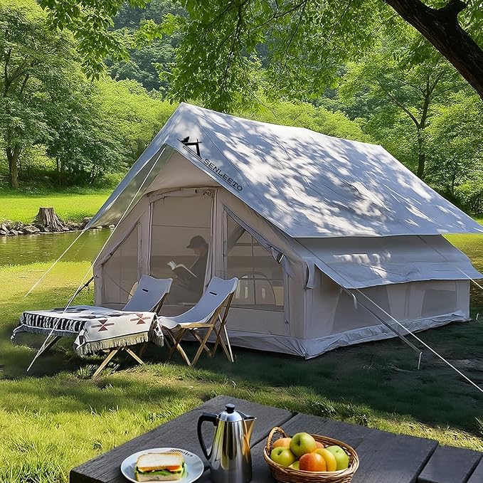 Inflatable Tents for Camping Large Inflatable Camping Tent with Hand Pump Easy Setup Tents for 4-6 People Portable Glamping Tent