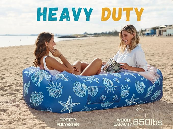 WEKAPO Inflatable Couch Air Lounger Chair - Camping &amp Beach Accessories Portable Blow up Sofa for Hiking Lawn Indoor/Outdoor Movies &amp Music Festivals. Lightweight and Easy to Set Up Air Ham