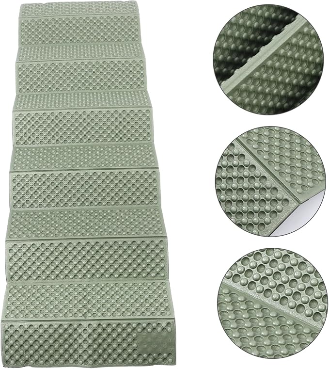 Water-Resistant Folding Camping Pad with Aluminum Foil Coating Thick Outdoor Sleeping Mat for Hiking Picnic Crawling and Tent Floor Protection in Green