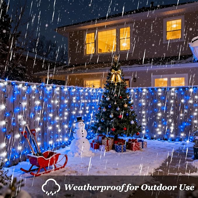 750 LED 240FT Christmas String Lights Outdoor with 12 Lighting Modes Green Wire Christmas Lights with Timer &amp Dimmable Waterproof Plug in Fairy Lights for Room Party Home Patio Xmas Blue &amp