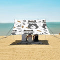 Cute Raccoon in Doodle Style Camping Sun Shelter Beach Tent Portable Beach Sun Shade Outdoor Canopy for Camping Trips Fishing Picnic