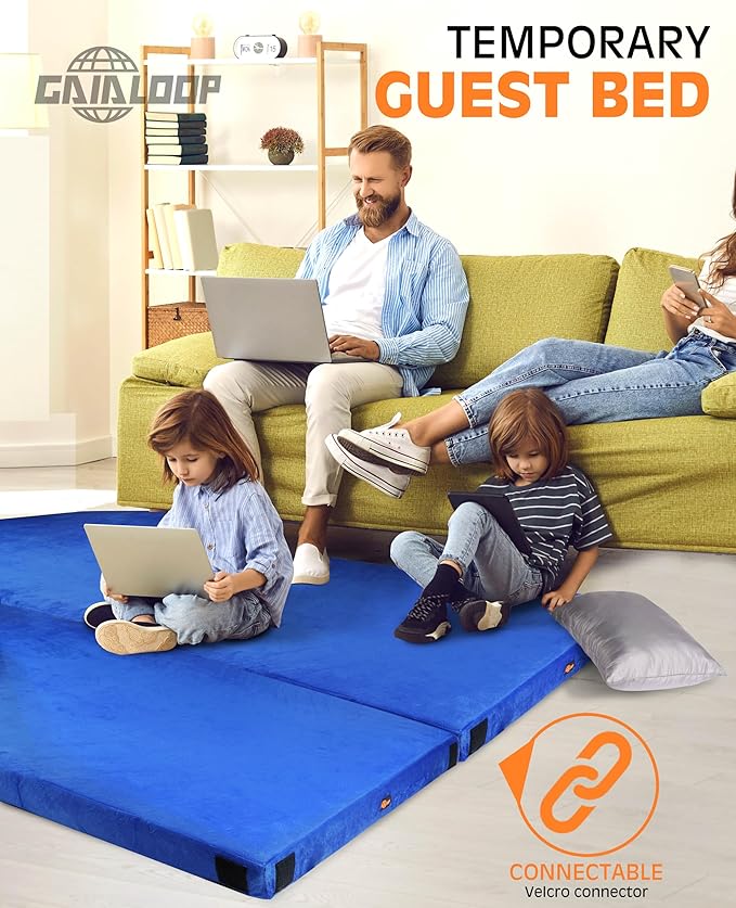 3 Inch Memory Foam Camping Mattress Dual Layer Thick Sleeping Camp Pad for Car Tent Cot Roll-Up Portable Glamping Floor Bed for Guests Sleepover