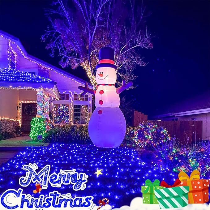 JMEXSUSS 200 LED Blue Christmas Net Lights 9.8ft x 6.6ft Connectable Christmas Bush Lights with Remote 8 Modes Plug in Net Light Outdoor Mesh Light Waterproof for Tree Yard Fence Decoration