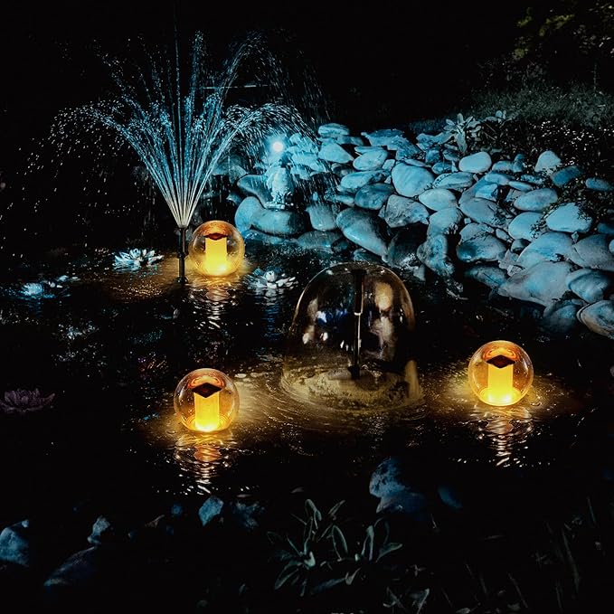 VISOFO Floating Lights Solar Powered Globes for Pool Pond Patio &amp Hot Tub – Outdoor Lanterns Look Like Candles or Torches Fun Decorations &amp Cool Gifts for Adults Pool Toys &amp Must-Have