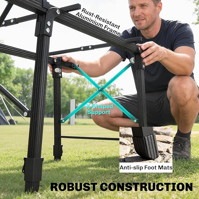 Outsunny 3ft Portable Camping Table with Storage Bag Adjustable Height Aluminum Small Folding Table Lightweight Picnic Table with Carry Bag for Outdoor Picnic BBQ Backyards Beach Black