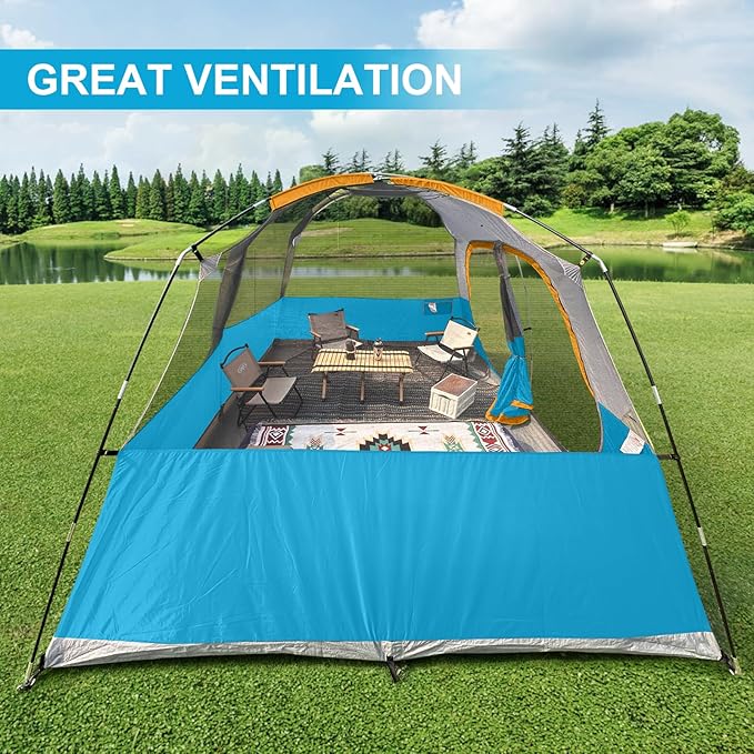 CAMPROS CP Upgraded 6/8 Person Camping Tents Waterproof Windproof Family Tent with Larger Mesh Windows &amp Door Double Layer Easy Set Up All-Season Dome Tent with Top Rainfly &amp Carry Bag
