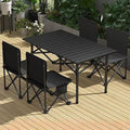 5-Piece Camping Table and Chair Set – Portable Table and Foldable Chairs with Storage Bags Portable and Lightweight - Camping Chair with Table SetBlack