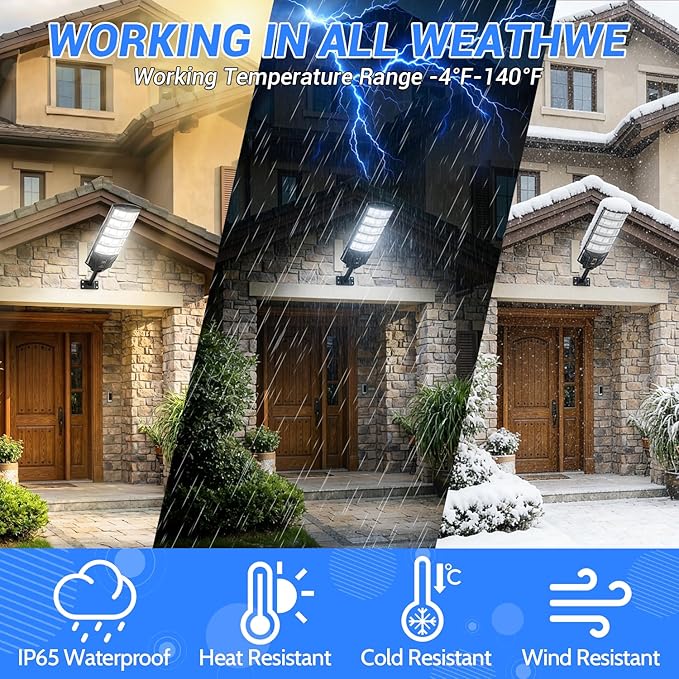 2 Pack Solar Lights Outdoor IP65 Waterproof Solar Street Motion Sensor Lights with Remote Control 8000K Dusk to Dawn LED Security Flood Outdoor Light Wide Angle Range for Yard Garage Porch Farm