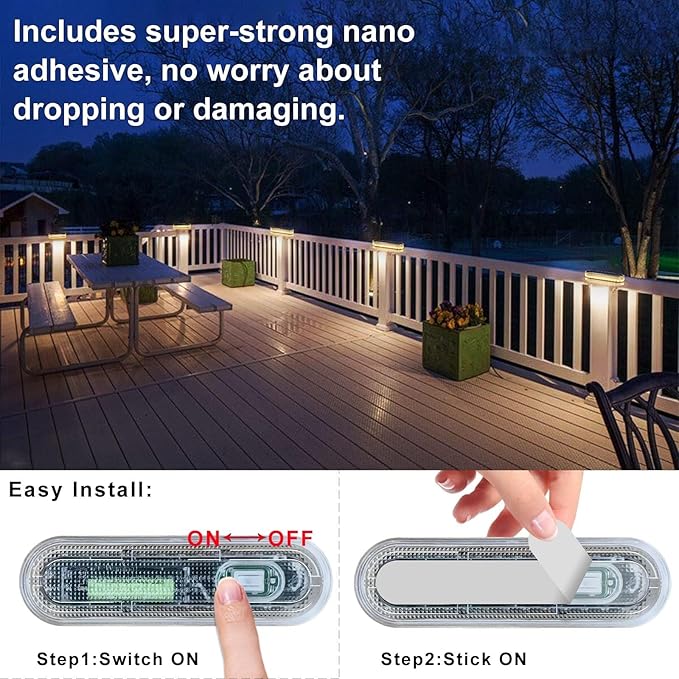 Solar Deck Lights 6 Pack Waterproof LED Path Lights Outdoor Solar Step Lights Solar Powered Light Bar for Stairs Driveway Walkway Pathway Dock Porch Warm White