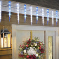 Blue and White Icicle Lights for Outside Christmas Lights Outdoor with 20 Large Tubes 29FT 8 Modes with Timer Connectable Meteor Shower Light for Eave Roofline Tree Decoration