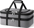 Double Insulated Casserole Carrier - Portable Casserole Carriers for Hot or Cold Food Lunch Tote Warmer or Cooler Bag for Potluck Parties Picnic Cookouts Fits 9 x 13 Baking Dish - Grey