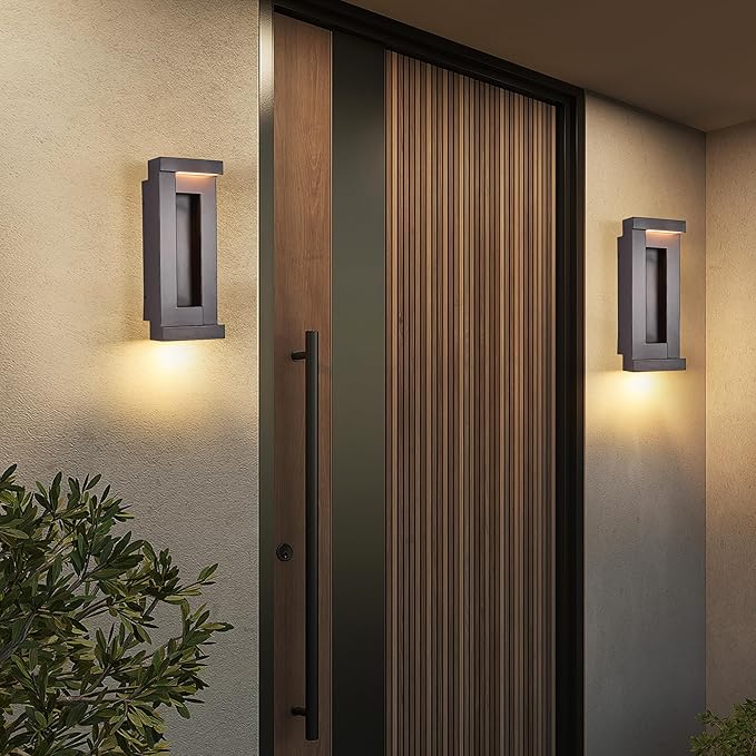 Modern Outdoor LED Wall Lights 15 H Outside Art Wall Sconce Bronze Wall Mount Fixture with Integrated LED 24W 2200LM 3000K IP65 Waterproof Exterior Lamp for House Porch Garage