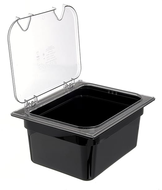 Carlisle FoodService Products Storplus 1/2-Size Food Pan for Catering Buffets and Restaurants Polycarbonate 6 Inches Deep Black (Pack of 6)