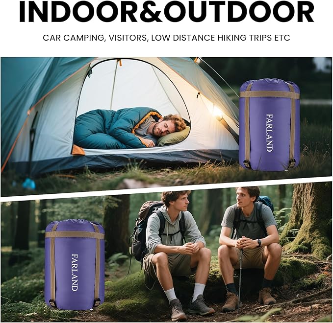 FARLAND Sleeping Bags 30℉ for Adults Teens Kids with Compression Sack Portable and Lightweight for 3-4 Season Camping HikingWaterproof Backpacking and Outdoors