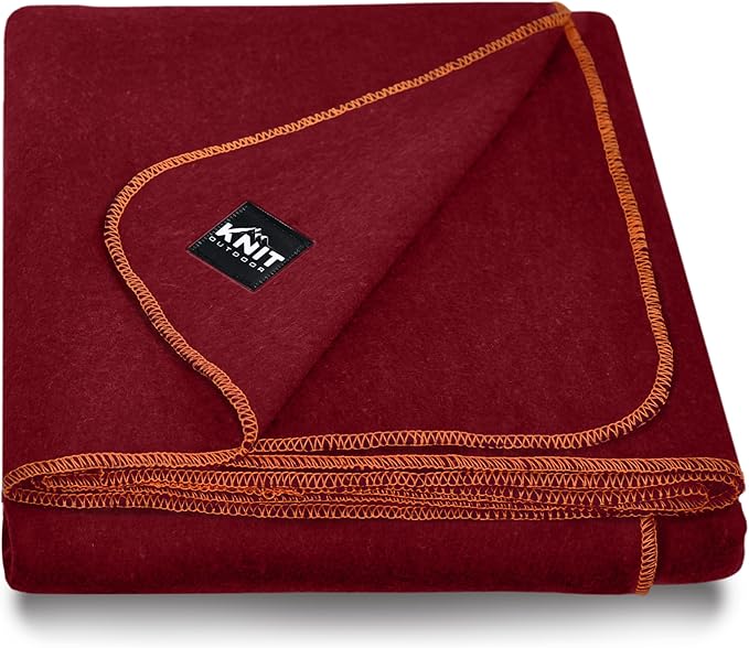 Large Military Wool Blanket - Warm &amp Thick Emergency Survival Blanket Great for Camping Outdoors Sports Events Picnics 4.5 lbs 64 x 88 (Maroon)