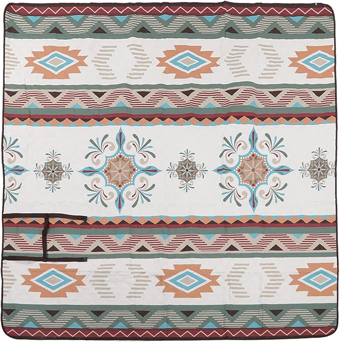 Camping Rug with Protective Layer | 210D Oxford Cloth Picnic Mat for Outdoor/Travel/Beach | Machine Washable &amp Portable with Strap | 197x197cm Large Space