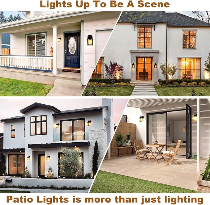 Outdoor Light Fixture Matte Black Front Porch Lamps with Glass Shades 8.7IN Exterior Waterproof Wall Mount Lantern with E26 Sockets Outside Lights for House Garage Doorway Patio 2Pack