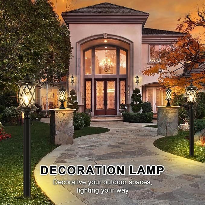 Industrial Exterior Lamp Post Lighting Fixture Waterproof Post Light Outdoor with 3-Inch Pier Mount Base Water Glass Lampshade 60W E26 Retro Outdoor Pillar Light for Yard Porch Patio