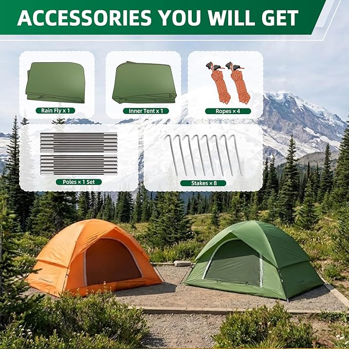 Camping Tent for 2 Person 4 Person 6 Person - Waterproof Two Person Tents for Camping Small Easy Up Tent for Family Outdoor Kids Scouts in All Weather and All Season by Clostnature
