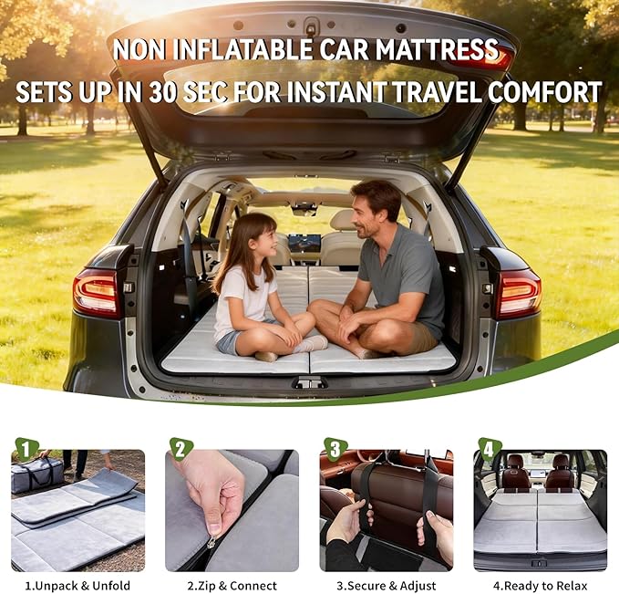 Non Inflatable Car Mattress for Kia Telluride Car Camping Mattress Upgraded Foldable Trunk Sleeping Pad with Storage Bag Portable Design for Camping Travel &amp Beach
