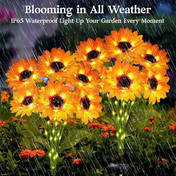 Solar Garden Lights 6 Pack 36 Solar Sunflower Lights Gifts for Mom Women Grandma Mothers Day Birthday Waterproof Solar Flower Light for Outdoor Decoration Decorative Stakes for YardLandscapePatio
