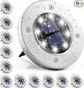 GIGALUMI Solar Ground Lights - No-Drill Fence Lighting Solution Waterproof Perimeter Lights Compatible with Wood Metal &amp Concrete Fences (12 Pack Cool White)