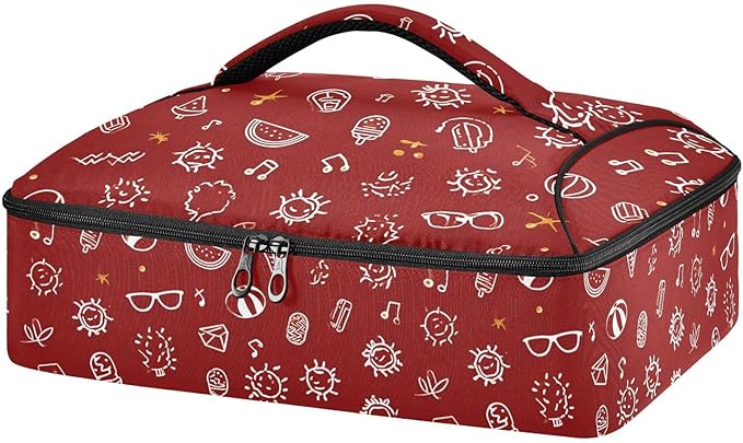 Casserole Carrier Sun and Beach Ball PrintInsulated Casserole Carrier for Hot or Cold Food Thermal Lunch Tote for Potluck Parties Picnic Beach Fits 9 x 13 Inches Baking Dish
