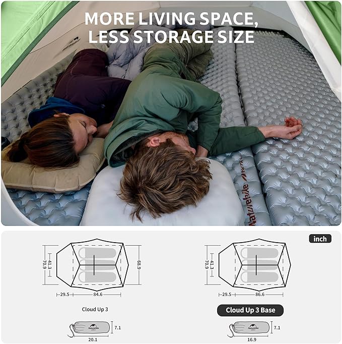 Naturehike Cloud Up 3 Person Backpacking Tent with Footprint - 3 Season Free Standing Lightweight 3 Person Camping Tent | with Footprint Free Standing Dome Camping Hiking Waterproof