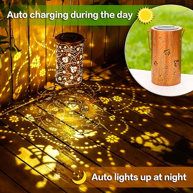 Ladybug Solar Lanterns Outdoor Waterproof Hanging Solar Lights Ladybug Gifts for Women Men Metal Decorative LED Ladybug Lanterns for Garden DecorYardPatioLawnTabletopPathwayLandscape