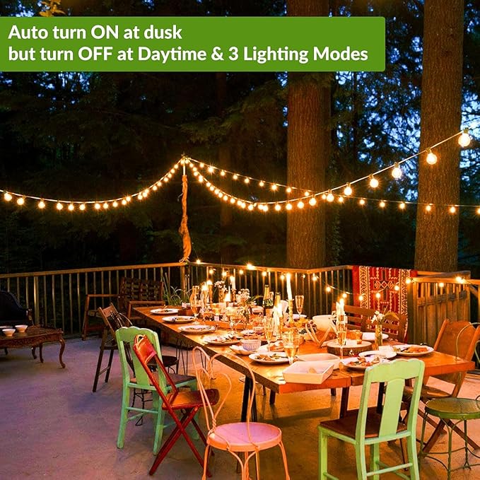 Lakumu 200FT（100FT*2） G40 Solar String Lights Globe Outdoor String Lights with 72 E12 Waterproof LED Bulbs 2700K Shatterproof Patio Lights Solar Powered Hanging Lights