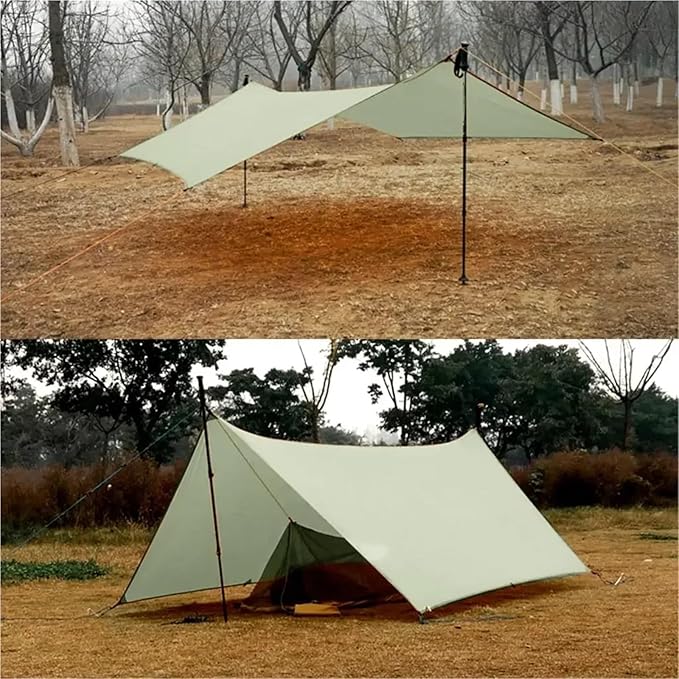 450g 20D Two-Sided Silicone Coated Nylon Tarp Ultralight Sun Shelter Beach Tent Pergola Awning Canopy Rainfly Camping Sunshelter