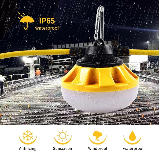 200FT Construction LED String Lights Industrial Grade Best for Construction Sites Renovation Patio Mine cave Outdoor and Other Outdoor Lighting Solutions Use with Hook (200FT -20 Lights)