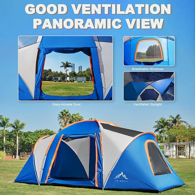 Tents for Camping Waterproof 10 Person Family Tent with Double Layer &amp 4 Large Mesh Windows Weather Resistant Easy Setup 2 Room Big Tent for Music Festival Parties 18 X 9 X 6.8Ft