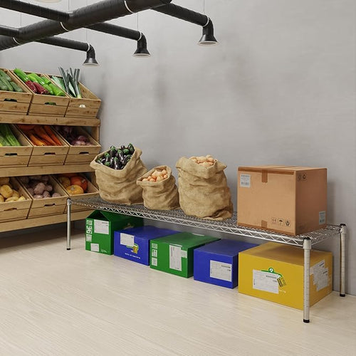 18''W x 72''L x 14''H Chrome Plated Wire Dunnage Rack | Off The Floor Storage
