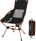 MARCHWAY Lightweight Folding High Back Camping Chair with Head Support Stable Portable Compact for Outdoor Camp Travel Beach Picnic Festival Hiking Backpacking (Highback Orange)
