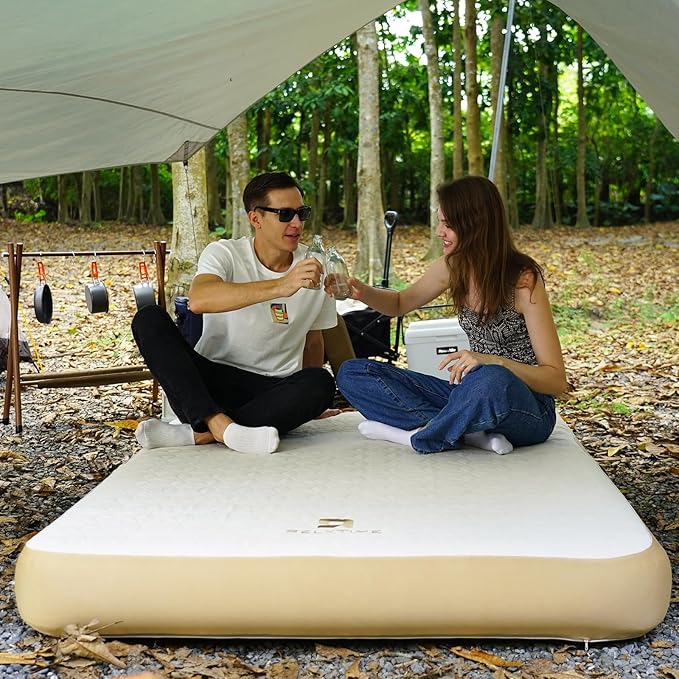 Twin Air Mattress with Hand Pump Inflatable Camping Bed Fast Inflation Portable Blow Up Single Mattress for Home Travel Guests Hiking Picnic Supports up to 1000 lbs