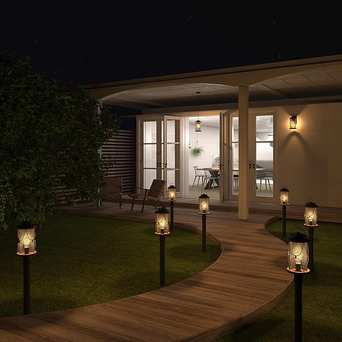 Inlight 17’’ High Farmhouse 1-Light Outdoor Post Mount LightClear Seeded Glass Shade and Meshed Metal Matte Black and Barnwood Finish Hardwired Lantern Head Bulb Not Included IN-0645-1-BK