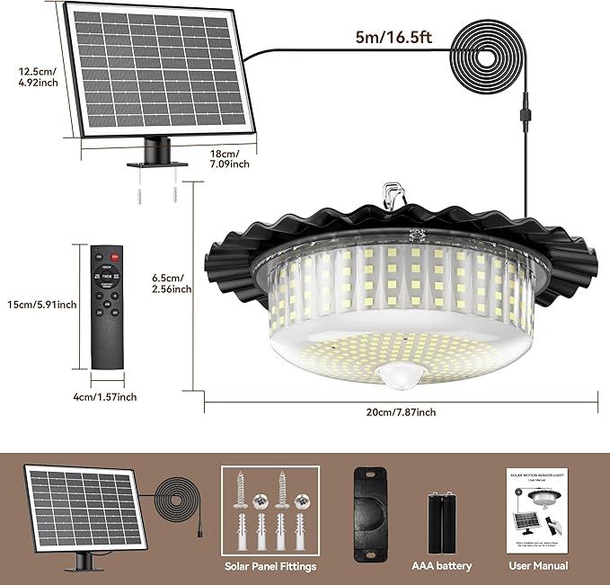 Solar Lights Outdoor Waterproof396 LED Solar Shed Light Indoor Outdoor with Remote ControlTimer Solar Pendant Light 5 ModesSolar Powered Barn Lights for Chicken CoopGazeboGarageShop
