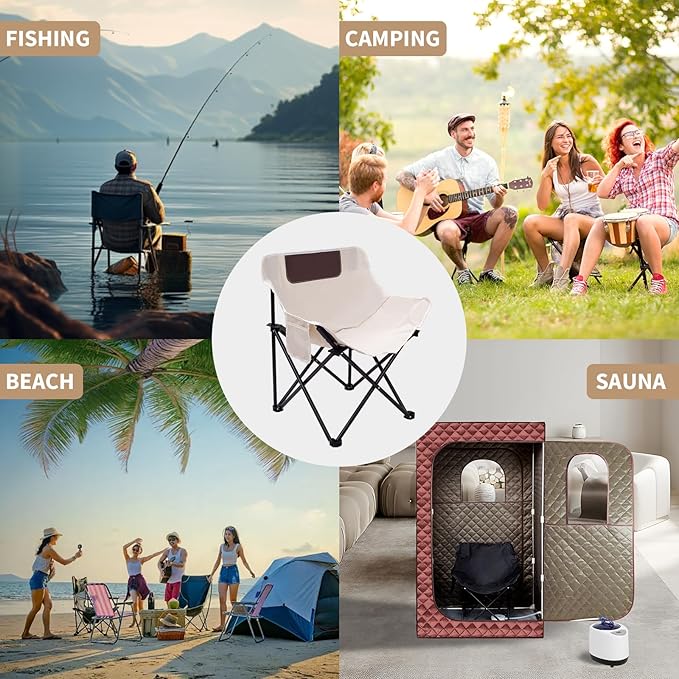Portable Folding Chair for Sauna Fast Folding Chair with Carry Bag and Side Pocket Chairs for Adults Carry Chair for Camping Tailgates Beach and Sports