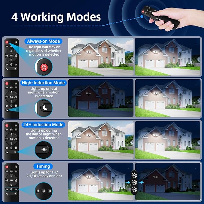 MEIHUA 70W LED Security Motion Sensor Outdoor Lights 3 Head Motion Detection Outdoor Lights 6500K Daylight 6800LM Flood Lights Outdoor Motion Sensor Lights IP66 Waterproof for Garage Yard Porch