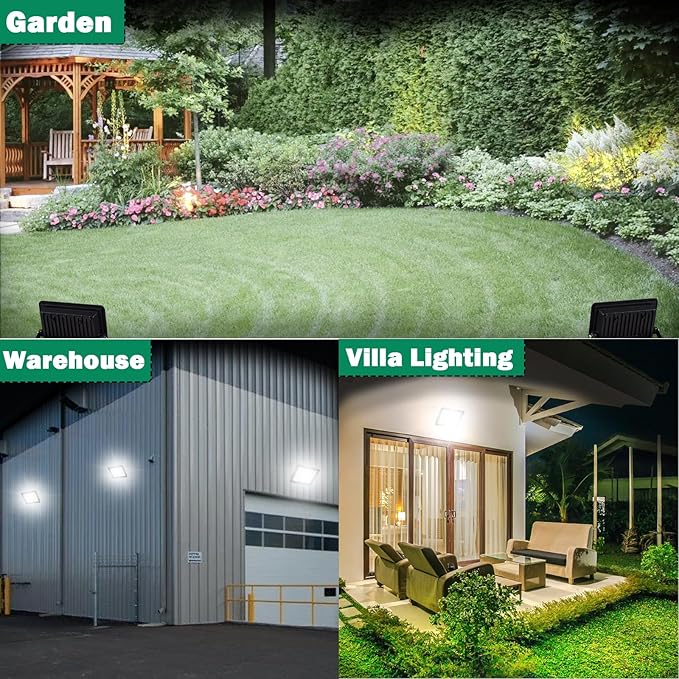 150W LED Flood Light18000LM Floodlight with PlugIP66 Waterproof Outdoor Lights 5000K Daylight White Security LightsOutdoor Floodlights for Yard Stadium Garden（2 Pack）