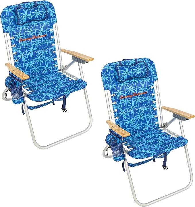 Tommy Bahama Hi-Boy 17 Seat Height 4-Position Lace-Up Suspension Folding Beach Backpack Chair
