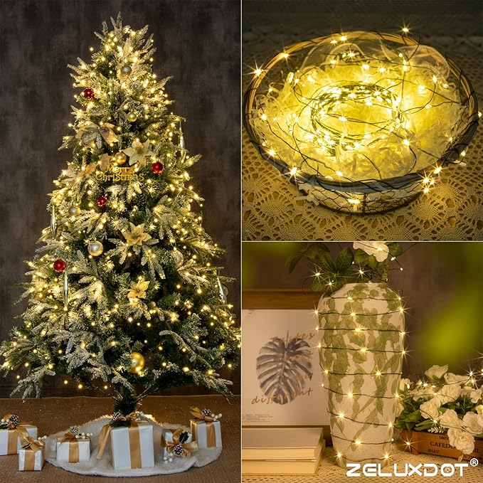 Fairy Lights Plug in200FT 600LEDs Waterproof Led String Lights8 Modes Remote Twinkle Light for Outdoor Indoor Christmas Wedding Birthday Garden Party DecorationsGreen WireWarm White