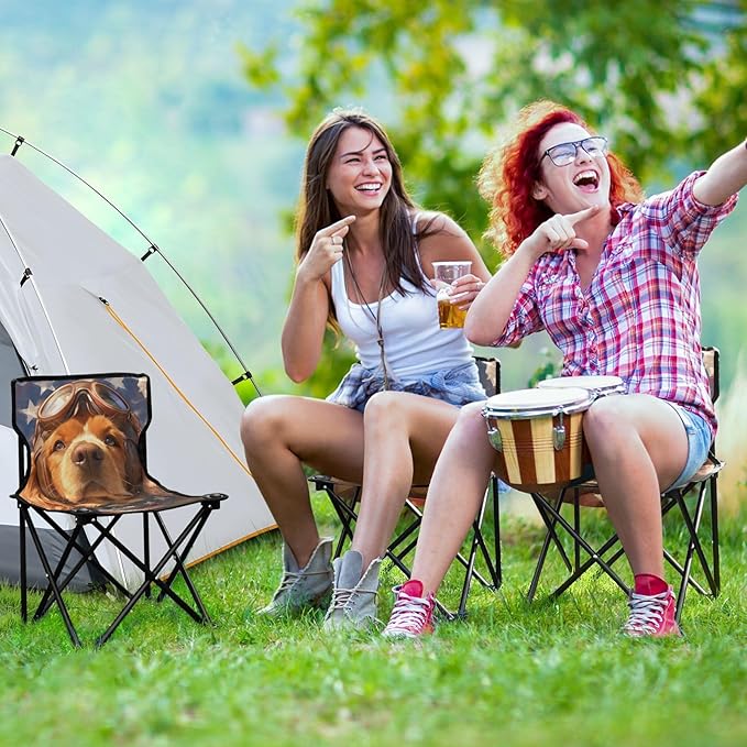 4th of July Independence Day Brown Dog Foldable Backpack Chairs for Adults Ultralight Backpacking Camp Chair Includes Carry Bag Hiking Chairs Backpacking Ultralight for Ice Fishing Concert