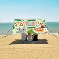 Cute Jungle Animals Palm Leaf Camping Sun Shelter Beach Tent Portable Beach Sun Shade Outdoor Canopy for Camping Trips Fishing Picnic